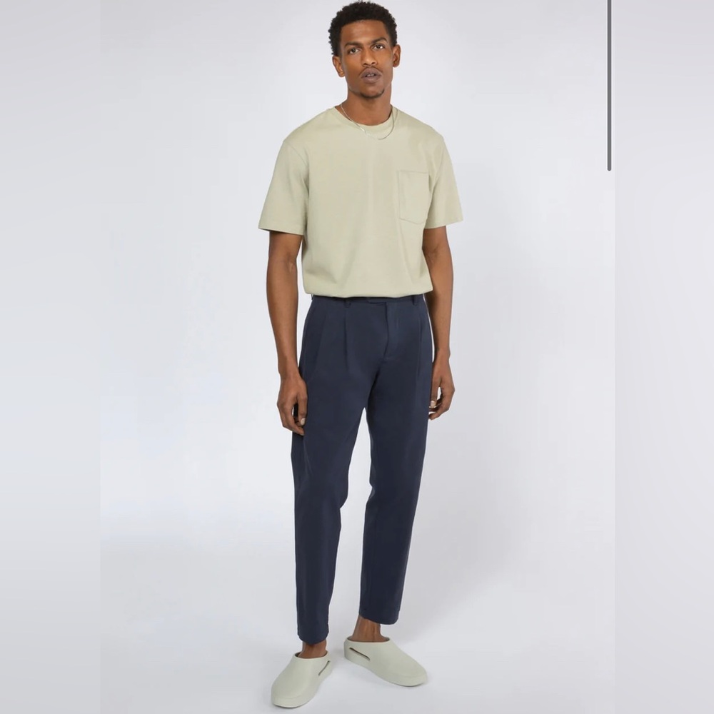 Shades of Grey by Micah Cohen - Double Pleated Trouser - Navy - Size 33